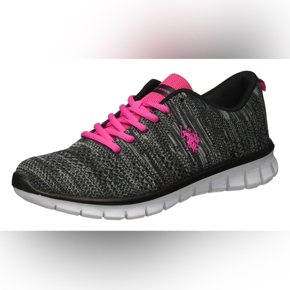 NIB [U.S. Polo Assn.] Iris Black/Grey/Fuchsia Athletic Comfort Sneakers Women’s - Picture 2 of 10